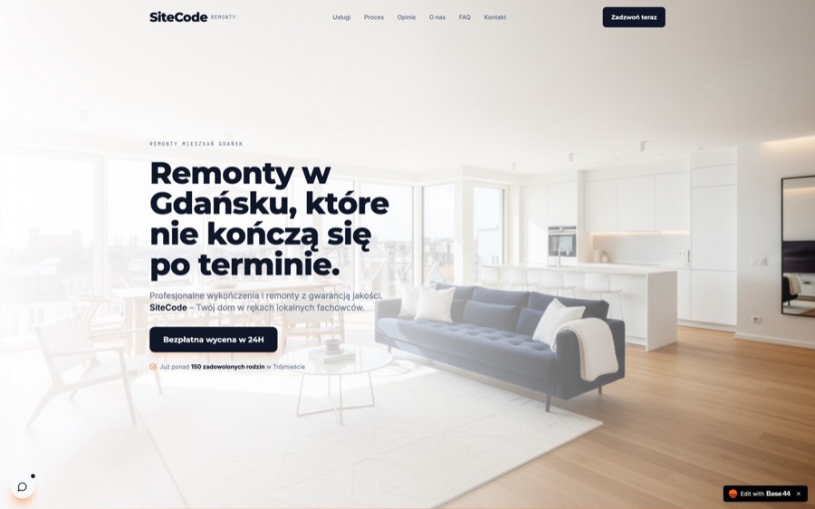Zrzut ekranu strony: Remonty w Gdańsku, które nie kończą się po terminie — wersja jasna z chatbotem AI